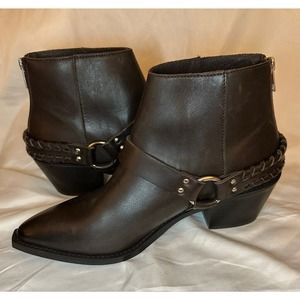 Brusque women brown leather short biker boots US 9.5 Euro 40 EUC